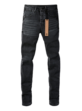 KSUBI JEANS 新款美式潮牌黑灰色独特水洗个性刺绣修身弹力牛仔裤