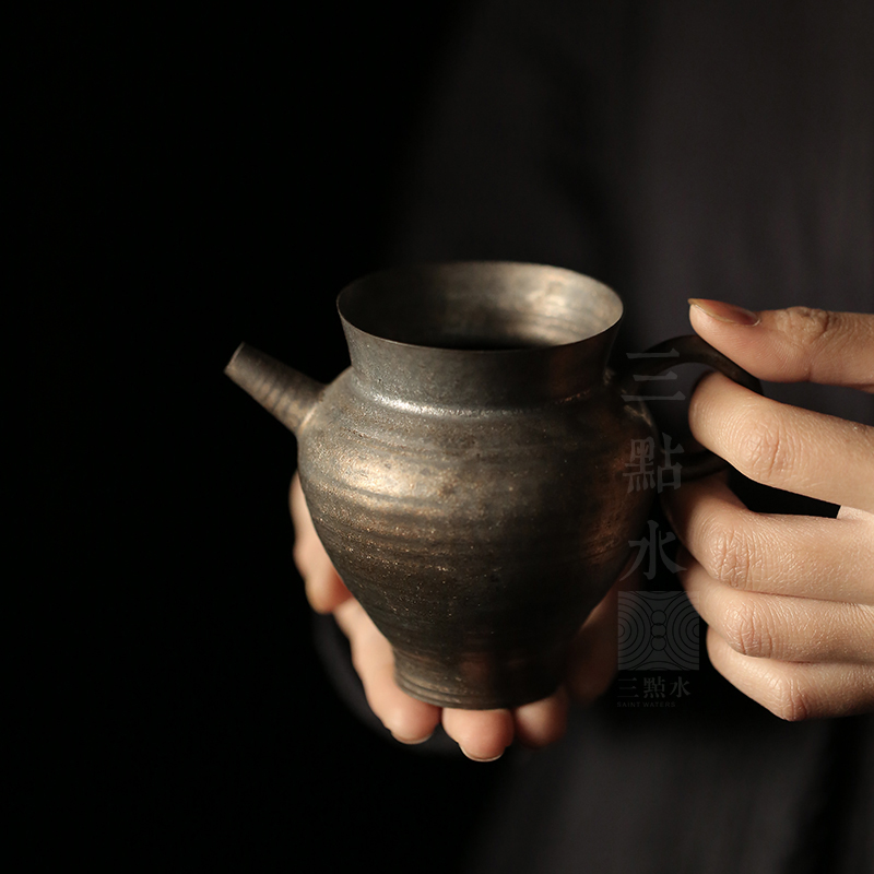 三点水中式陶瓷公道杯加厚分茶器带壶把公杯耳把匀杯中式茶海茶漏-封面