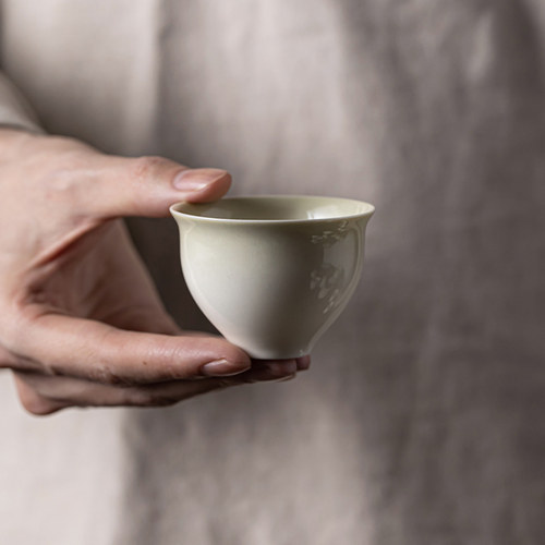 三点水复古陶瓷青灰釉薄胎茶杯