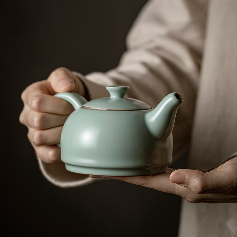 天青汝窑茶壶汝瓷开片可养泡茶壶