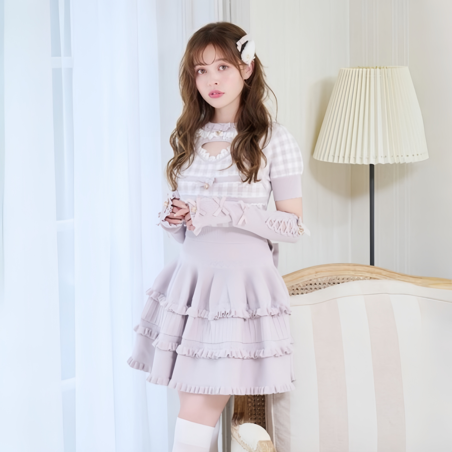 【全款预约】Liz Lisa 格纹提花针织连衣裙 351-6043-0
