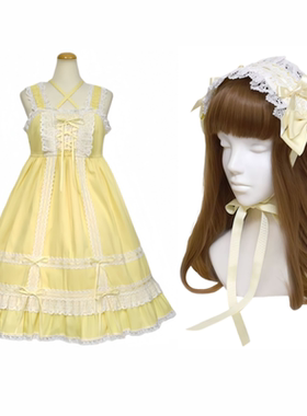 国内现货baby大萌款babydoll 奶黄色 bbd  jsk+发带 连衣裙lolita