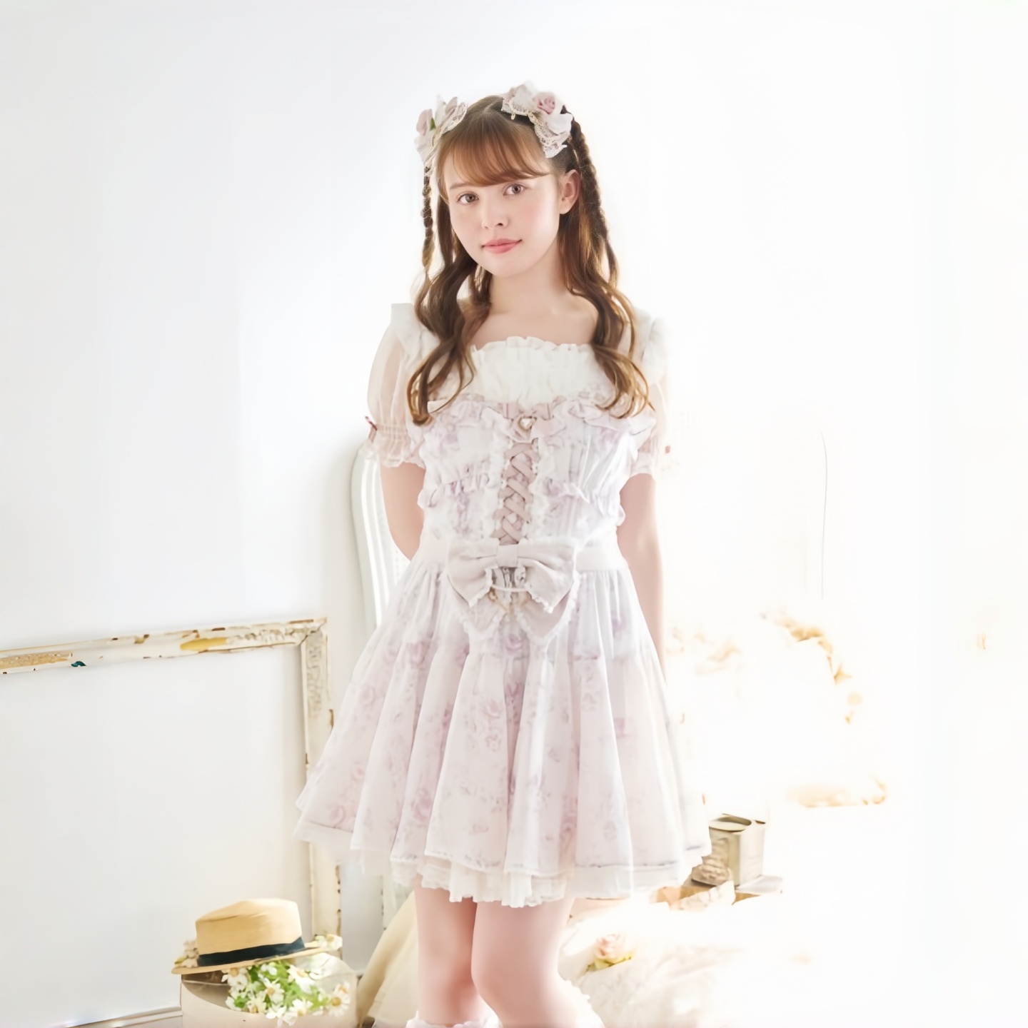 【全款预约】Liz Lisa 玫瑰缎带雪纺连衣裙 152-6116-0