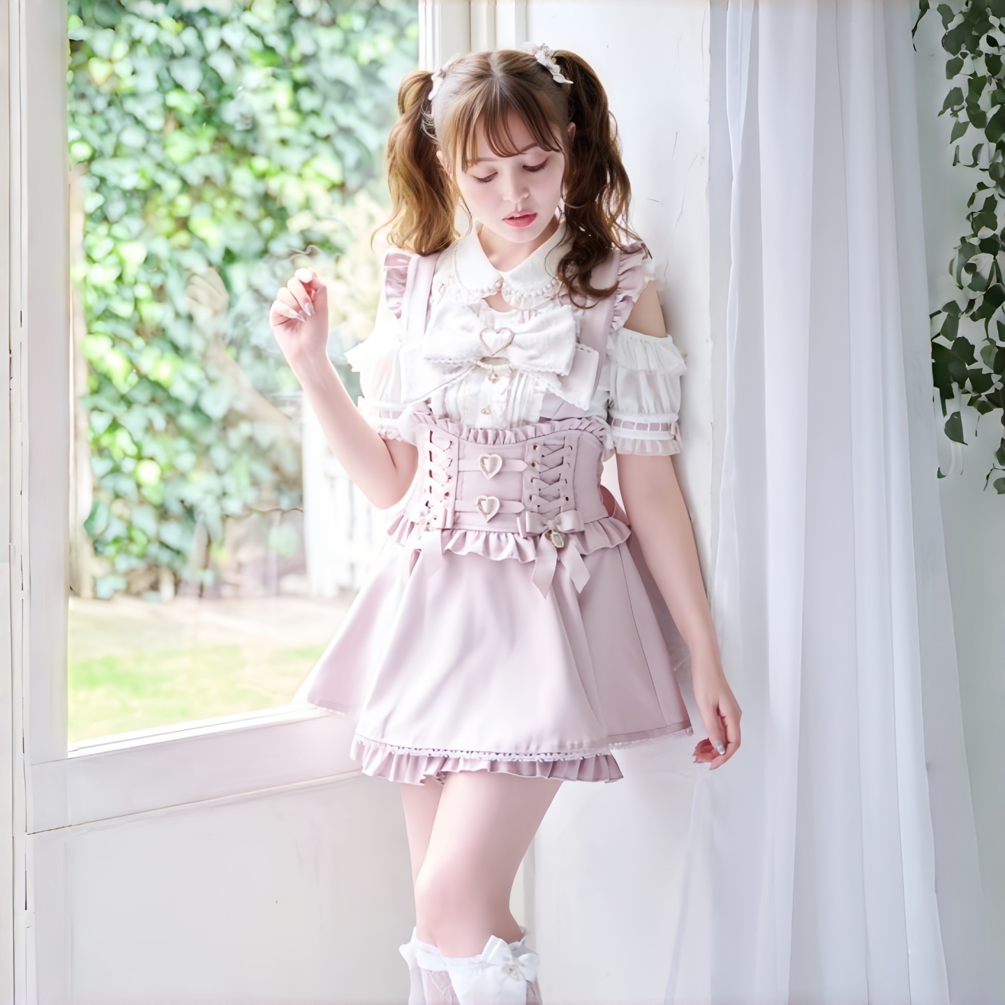 【全款预约】Liz Lisa【单裙子 】双爱心皮扣背带半裙 153-5105-0