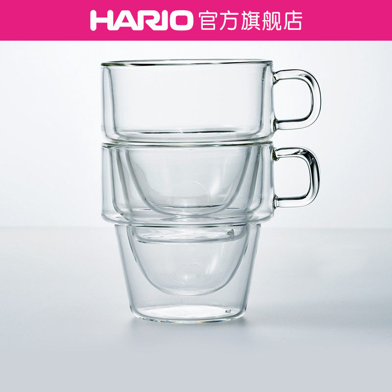 【旗舰店】HARIO耐热玻璃双层杯一壶两用双联设计叠杯两件套DWS