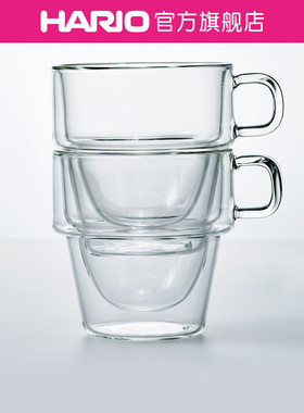 【旗舰店】HARIO耐热玻璃双层杯一壶两用双联设计叠杯两件套DWS