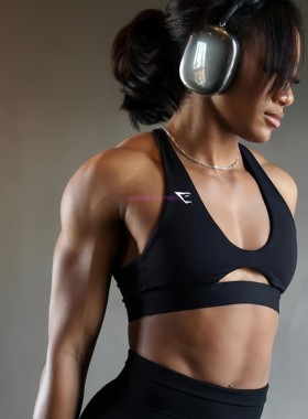 软糯BOM蜜见Fitiness GYM鲨鱼中缝性感美背纯色健身运动文胸背心