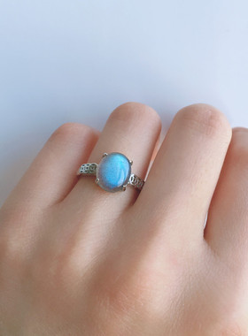 捡漏戒指拉长石水晶活口男女款