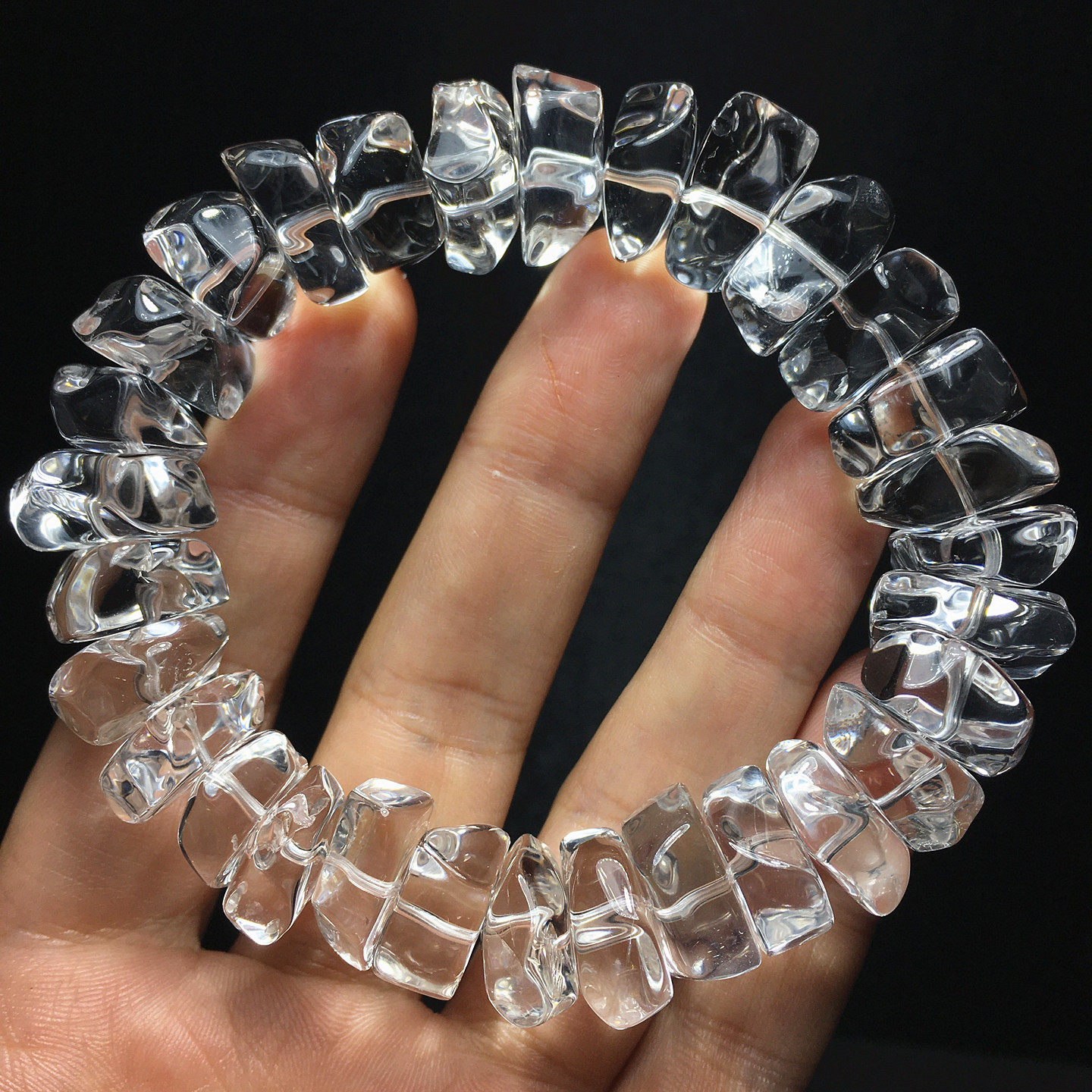 天然白水晶手链白水晶原石手串男女款冰块随行切角不规则手串礼物