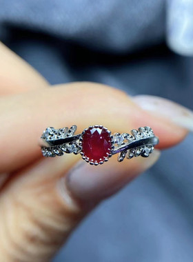 女s925银高贵款红色礼物红宝石