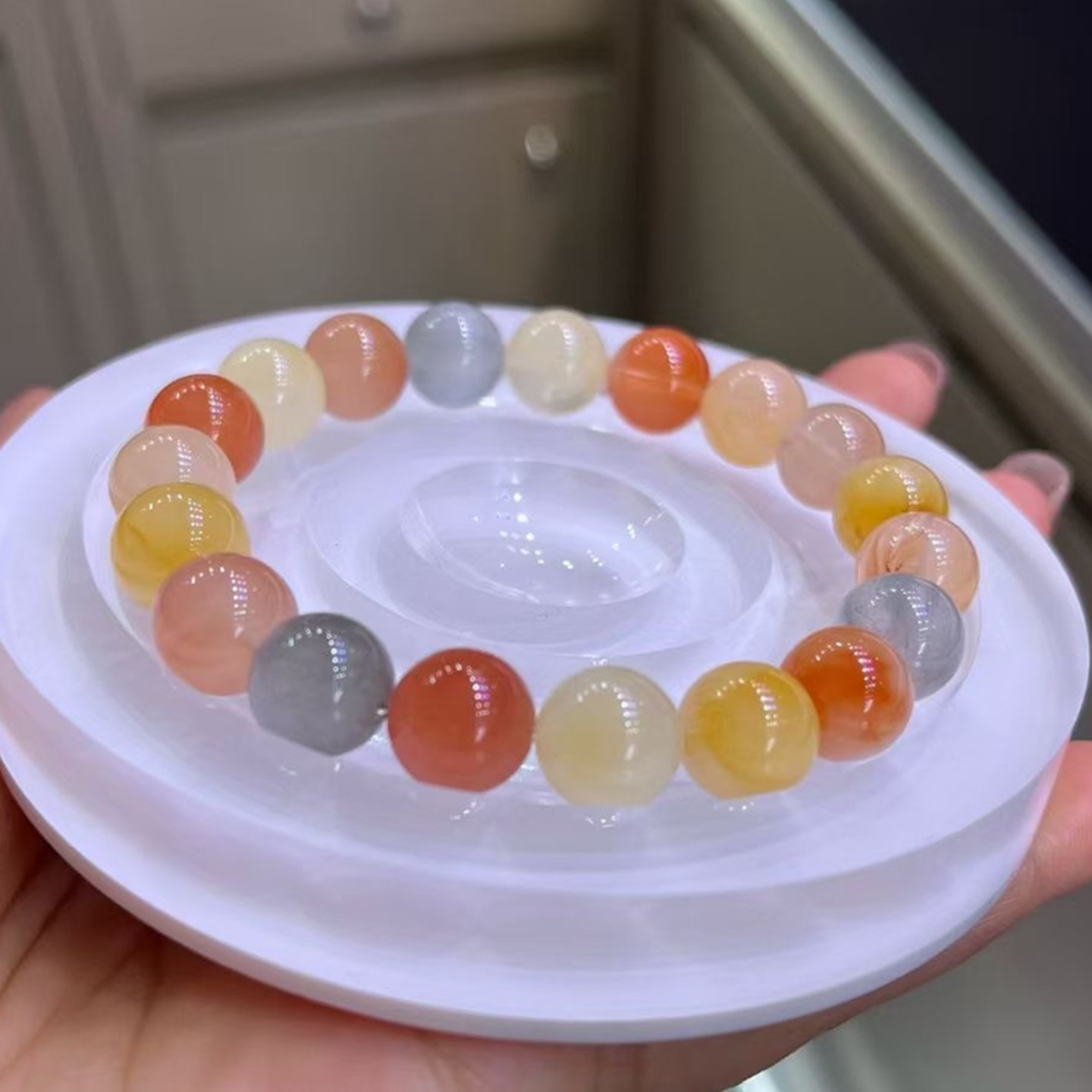 女款天然彩兔毛手链招财礼物