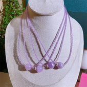 天然紫锂辉锁骨链转运珠吊坠女款 搭配尖晶石水晶挂件梦幻紫色礼物