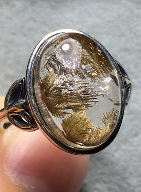 天然绿幽灵镶嵌异象水晶戒指