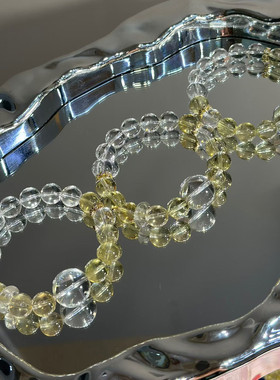 天然黄水晶手链白水晶转运珠女