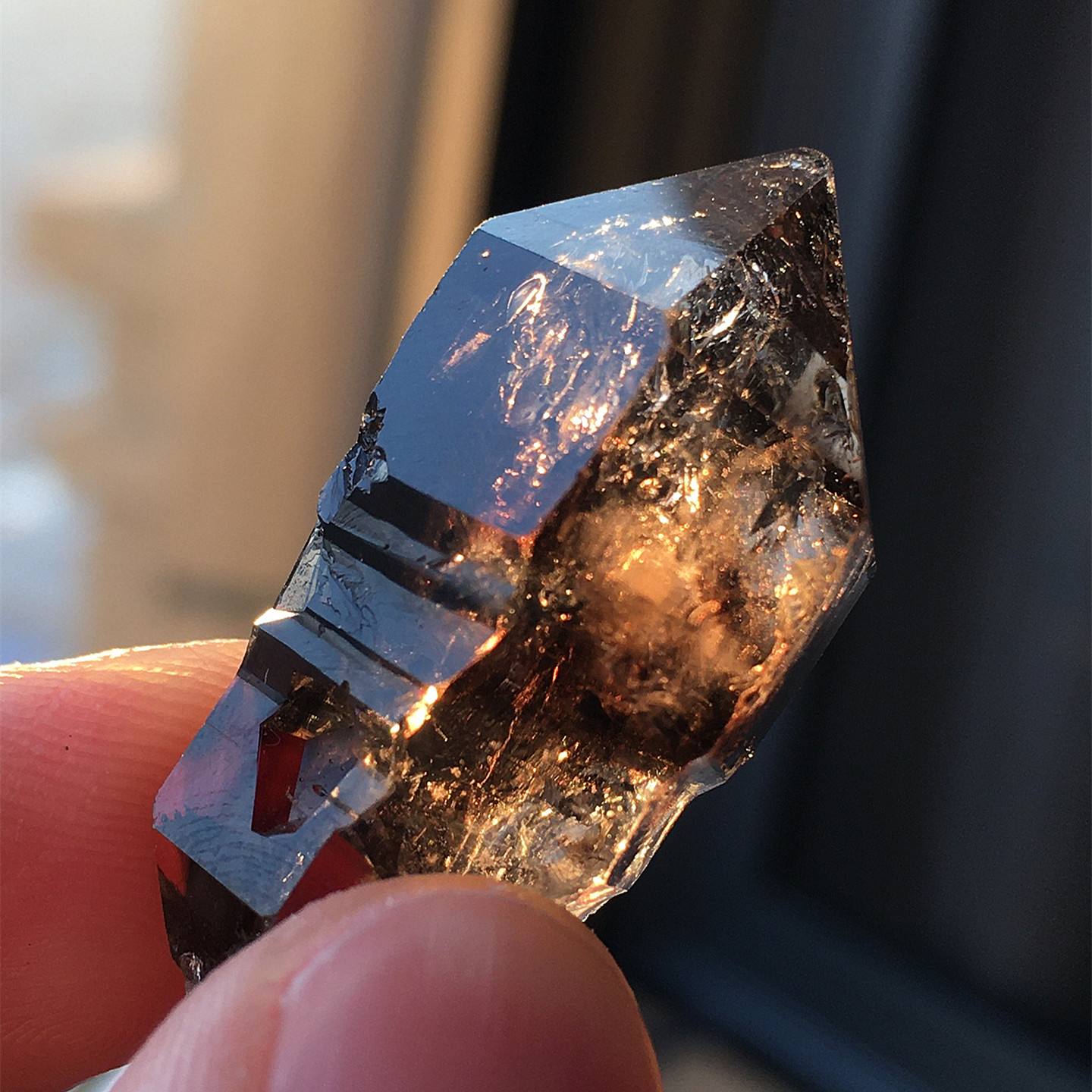 天然茶喜马拉雅权杖闪灵钻原石赫尔基蒙双尖水晶烟晶矿石diy配饰