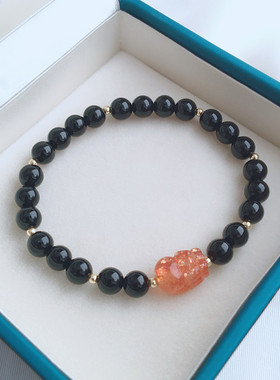 天然金草莓晶手链紫水