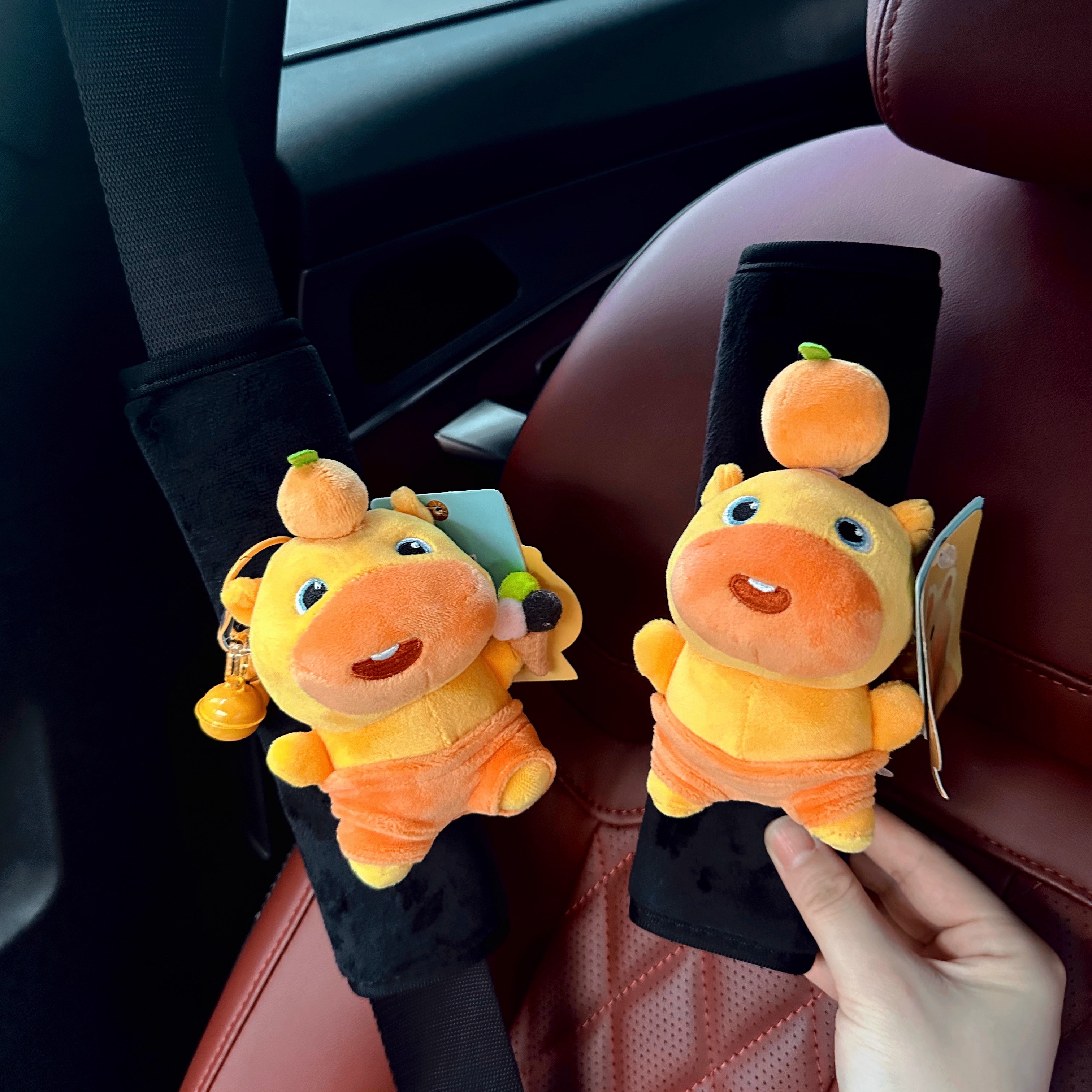 水豚噜噜可爱汽车安全带护肩套装饰车载内饰品防勒脖保险带保护套