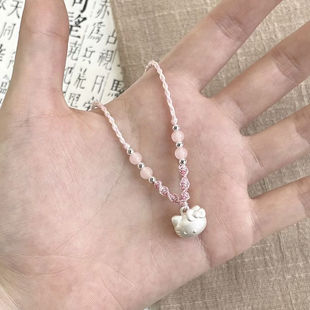 小红书同款奶油风少女小银珠项链diy女简约高档气质半成品挂吊坠
