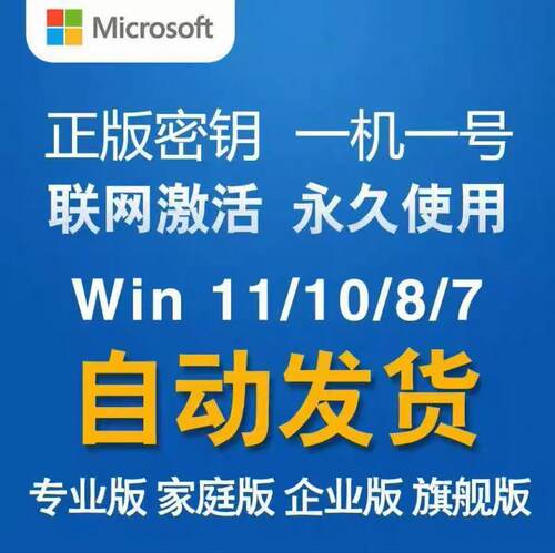 win10专业版激活码windows11永久密匙7旗舰企业秘钥密钥办公服务