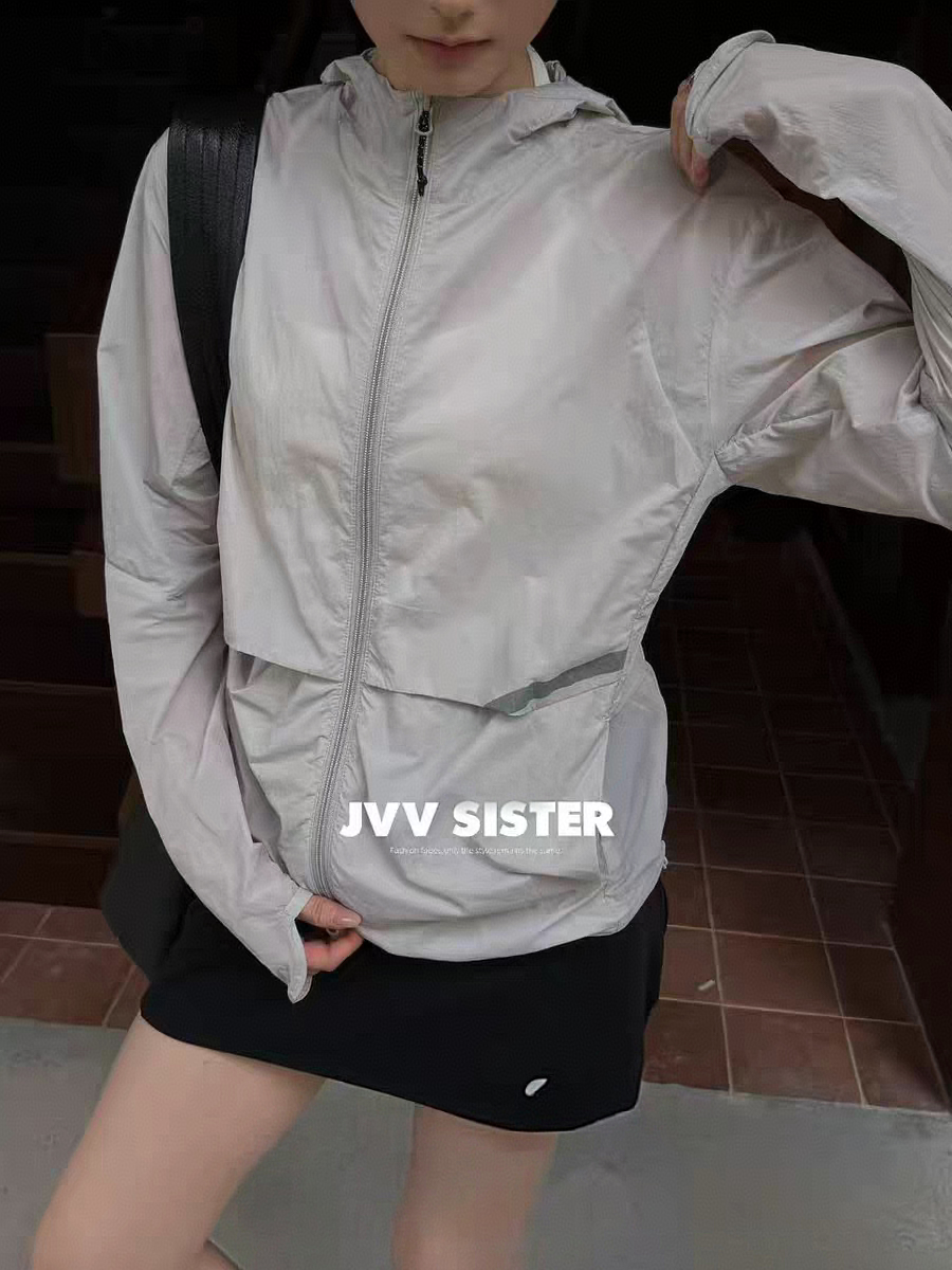 JVV SISTER韩版户外显瘦百搭连帽拉链短款外套女休闲上衣防紫外线