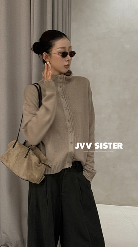 JVV美式复古宽松休闲百搭上衣女2026秋冬新款上衣女针织衫73016