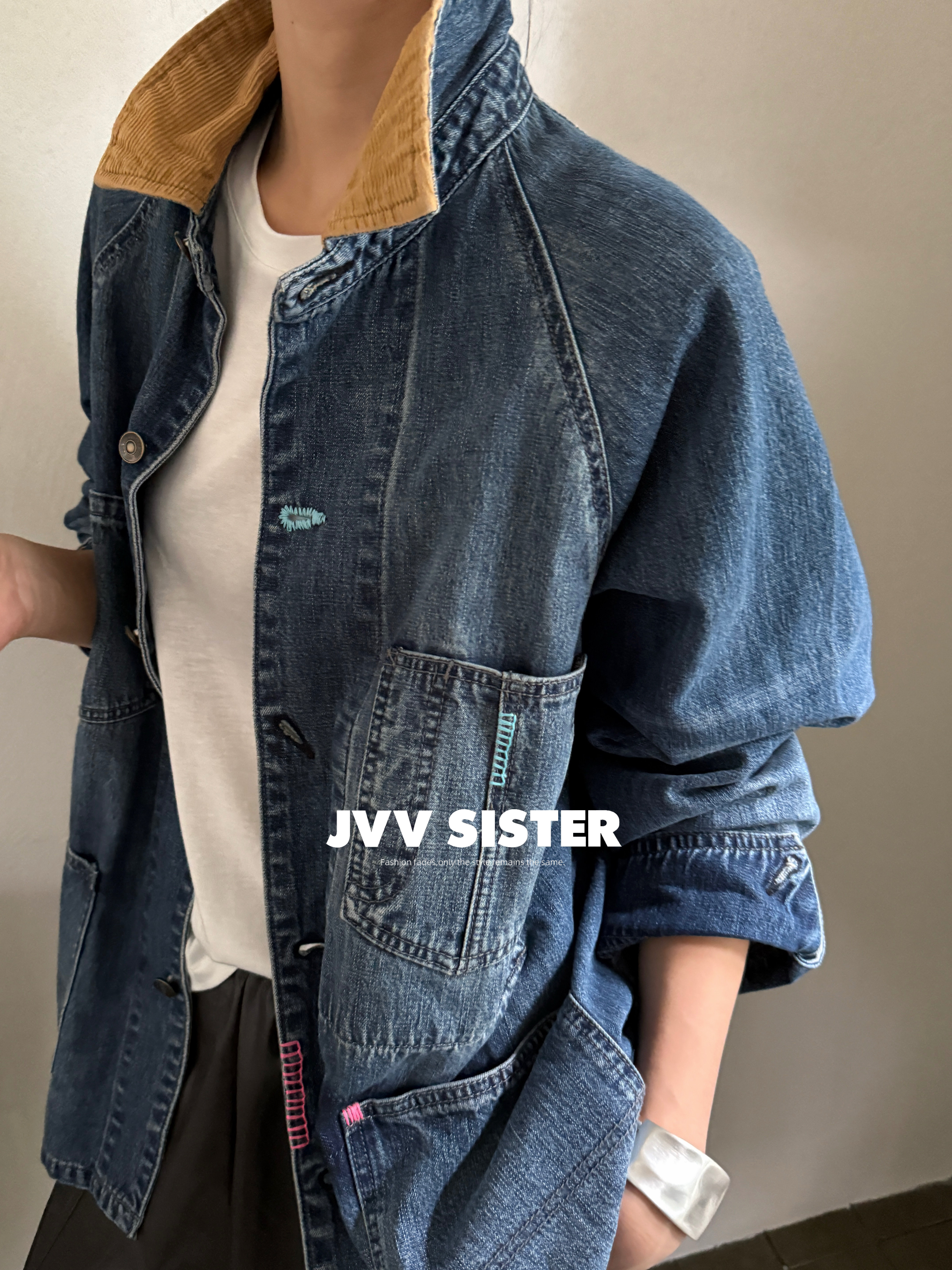 JVVSISTER韩版宽松休闲显瘦牛仔外套女2026秋冬新款上衣女72899