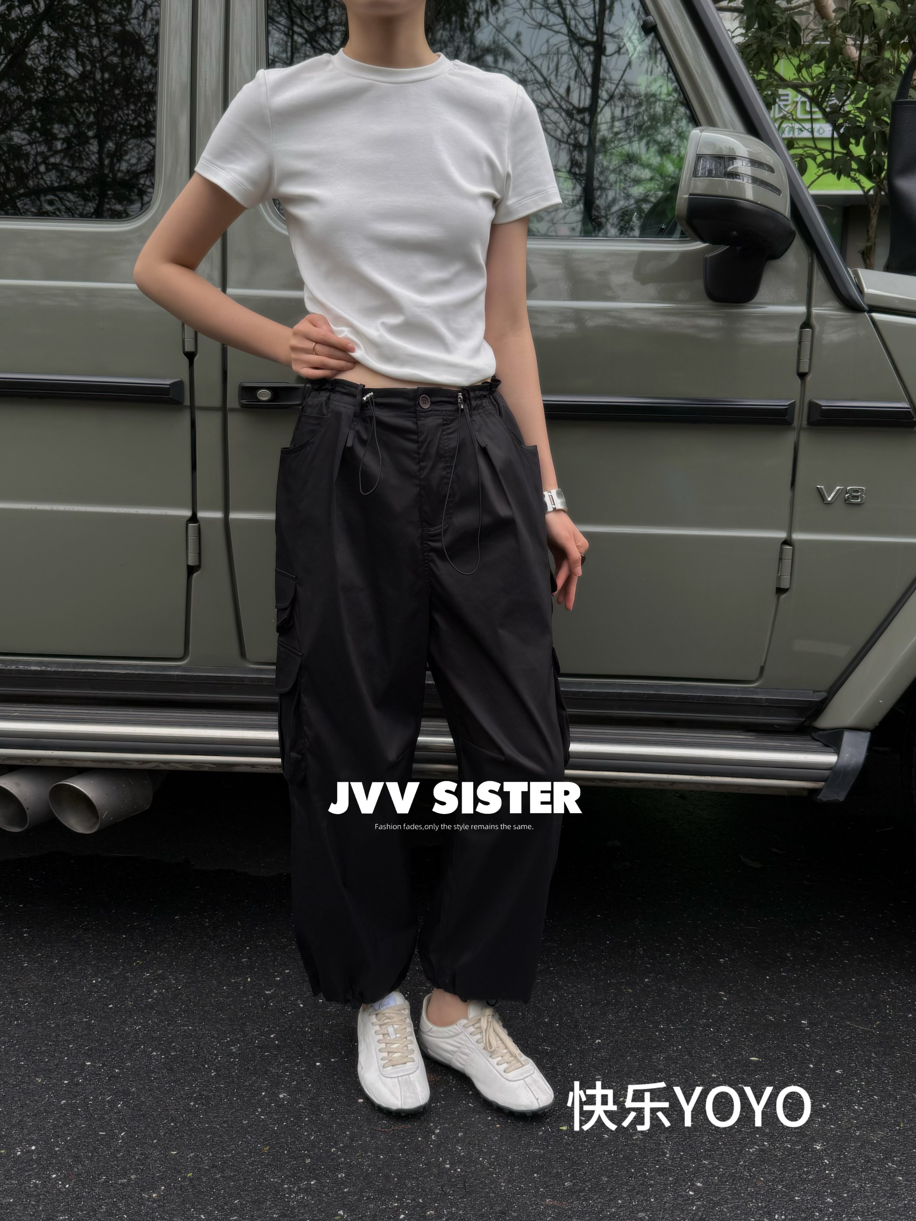 薄料JVVSISTER夏季速干抽绳猪鼻扣休闲工装裤宽松显瘦九分裤女