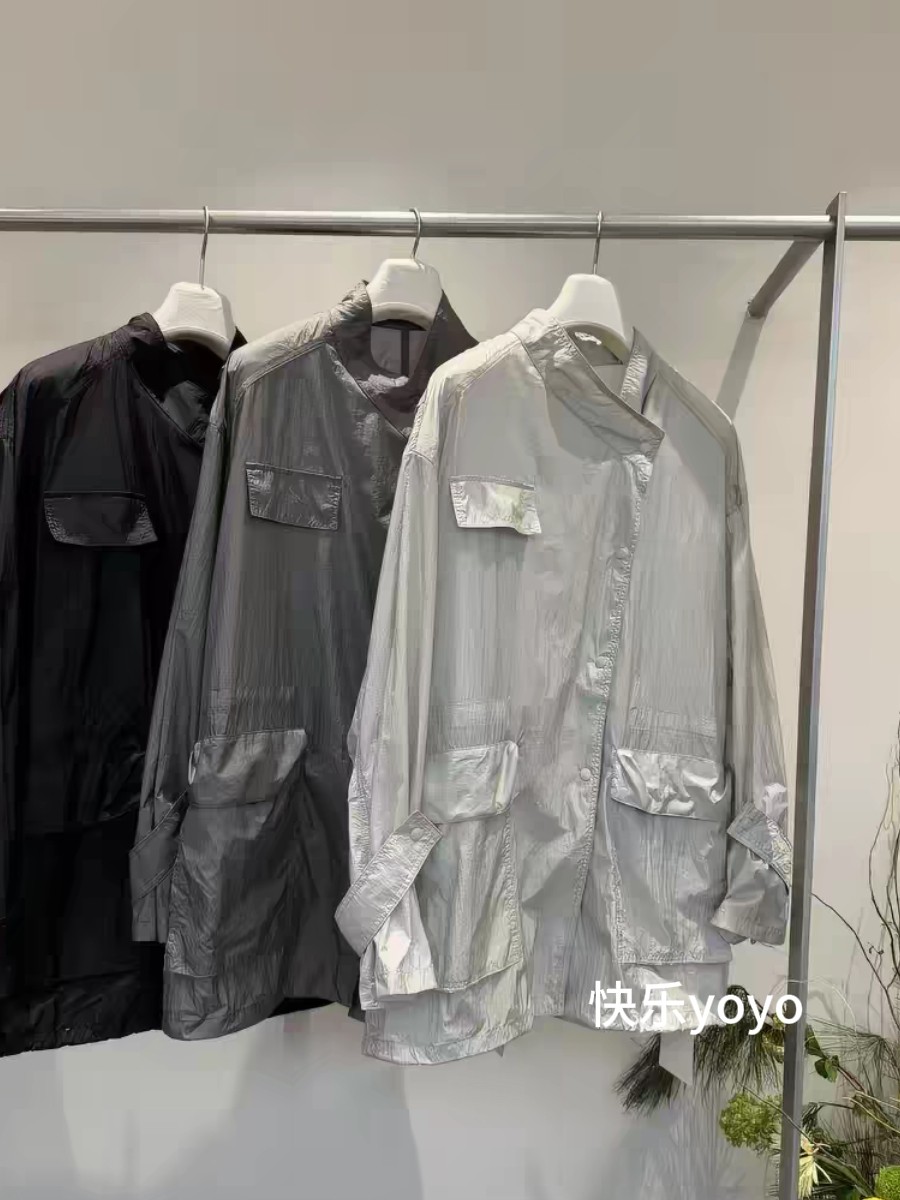 JVVSISTER夏季高级感职场工装风薄款外套女宽松显瘦洋气立领上衣