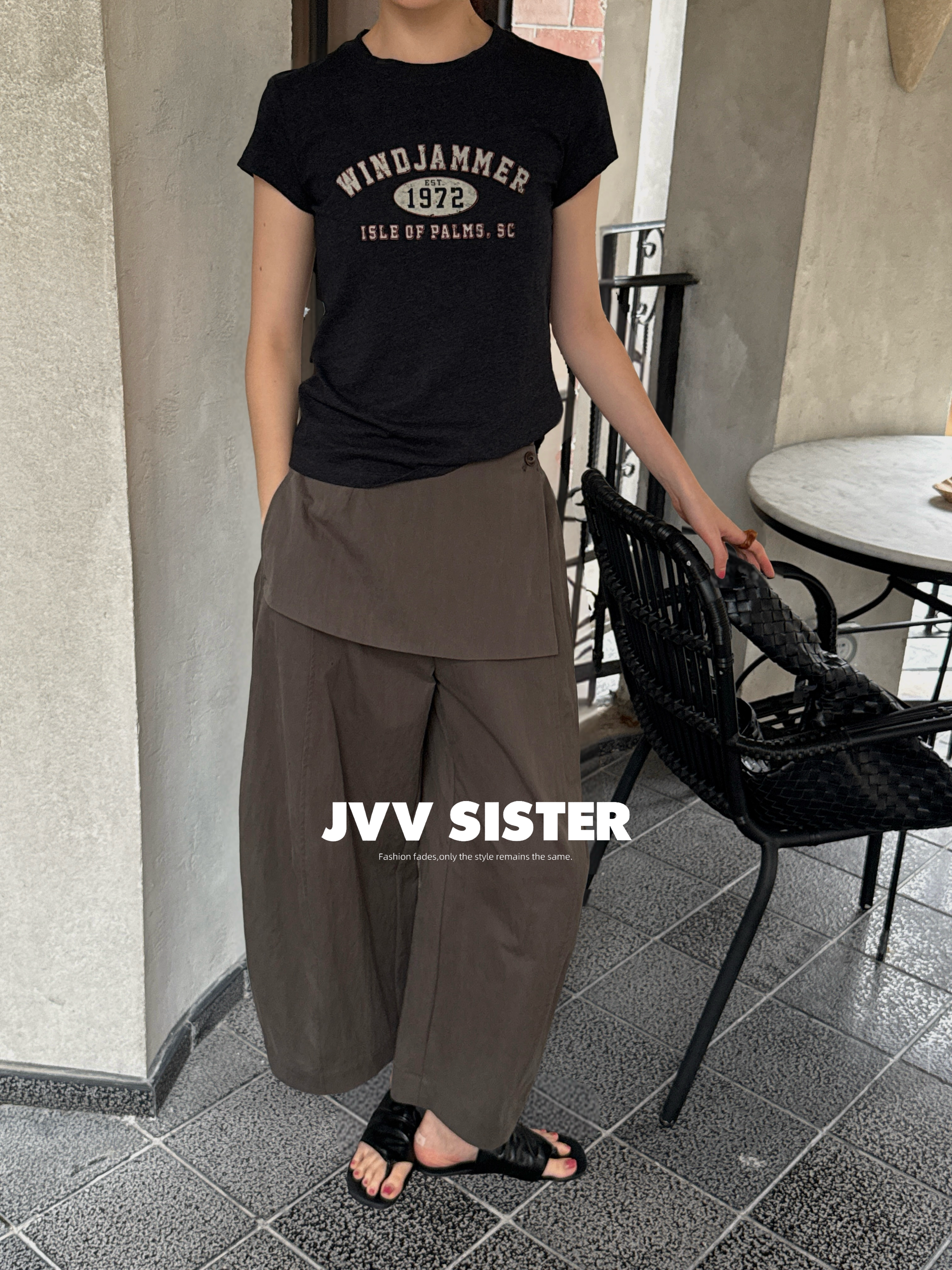 JVVSISTER2026秋冬新款韩版宽松设计感休闲裤显瘦弯刀九分裤潮
