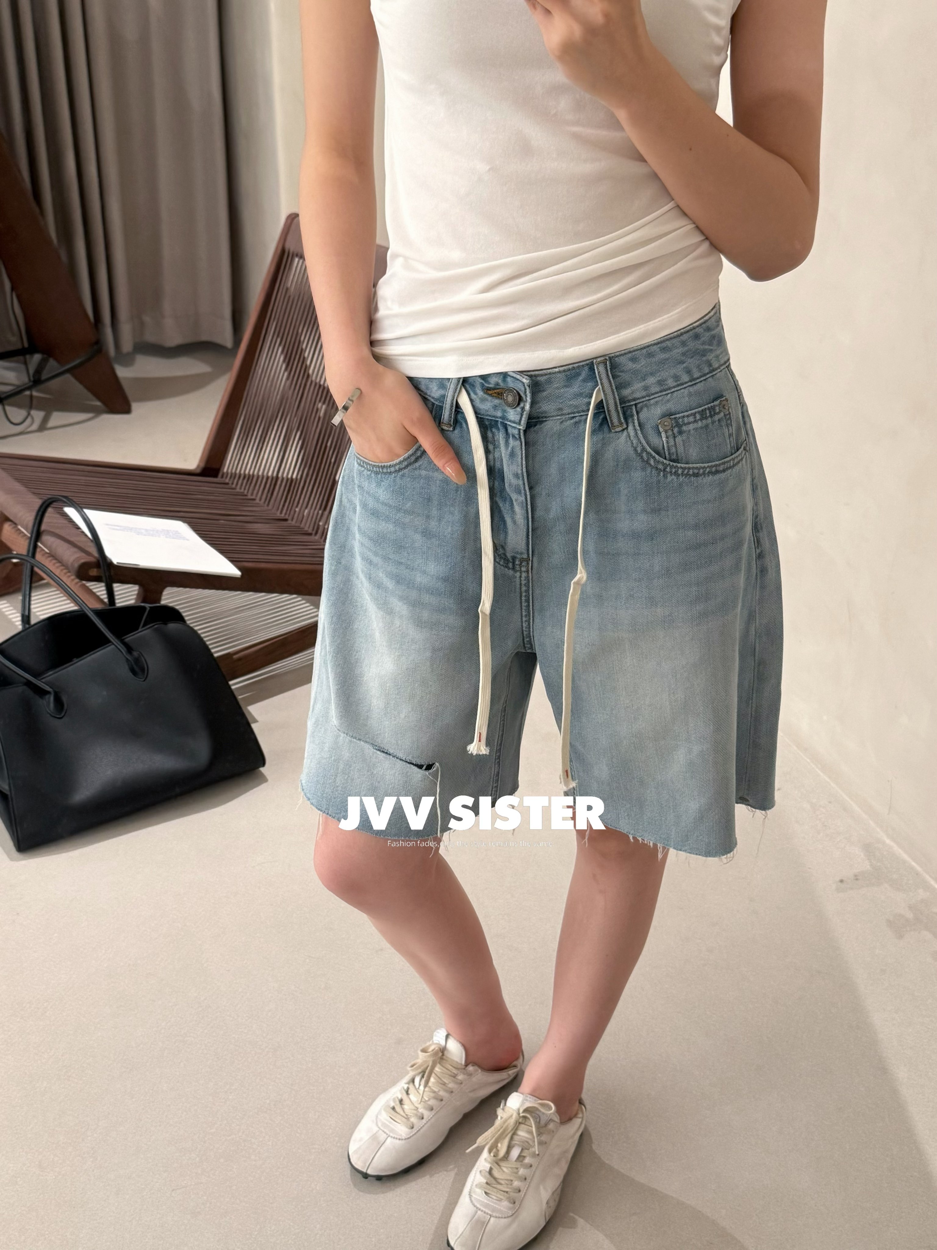 JVVSISTER2026夏季韩版宽松显瘦百搭牛仔短裤女休闲阔腿五分裤潮