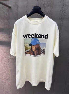 欧货bobo1972夏季2025新款短袖t恤女中长宽松上衣设计感大T