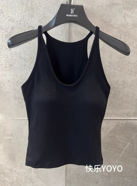 欧货bobo1972基础款带胸垫针织棉百搭磨毛打底吊带背心