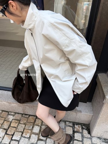JVV SISTER春季新款时尚通勤立领冲锋衣休闲百搭上衣外套女潮