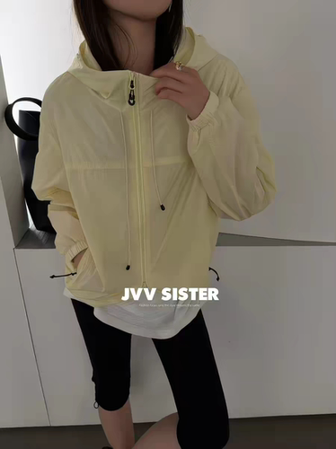 JVVSISTER春夏季防晒连帽休闲外套上衣宽松显瘦职场百搭舒适透气