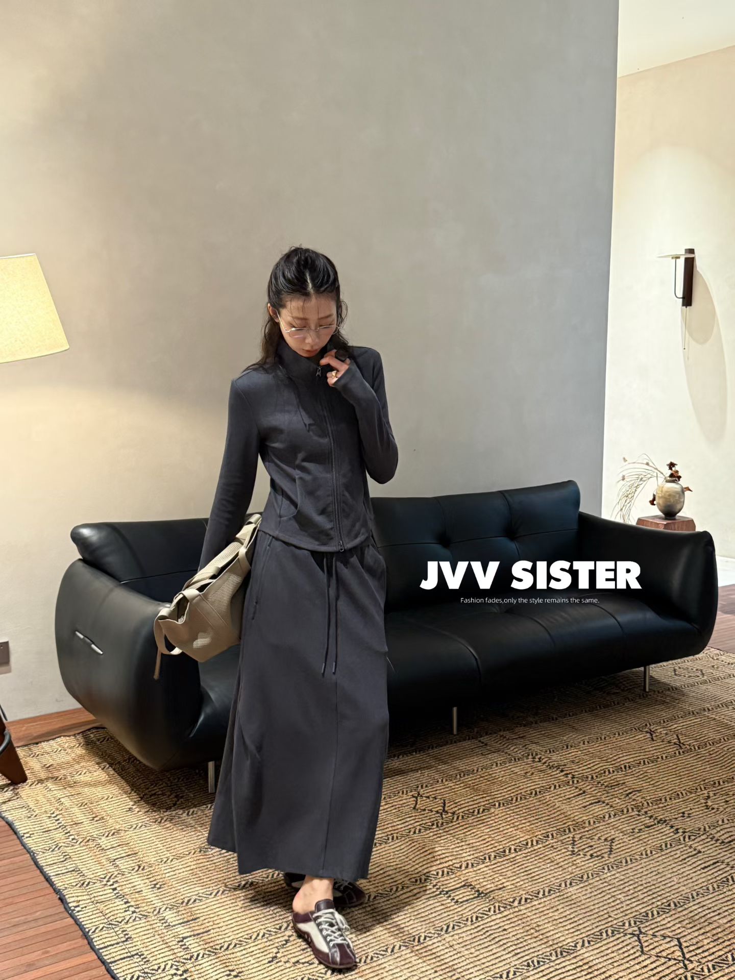 Jvvsister2026秋冬新款套装91268#拉链开衫长裙两件套