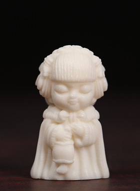 鹿角根付 古代四大美女王昭君DIY手串项链配饰材料文玩鹿角雕把件