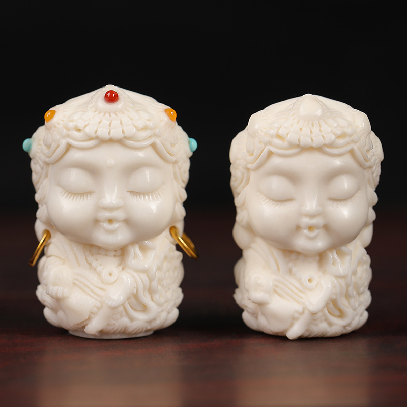 鹿角绿度母宝宝佛观音菩萨佛珠挂件摆件吊坠星月菩提金刚文玩