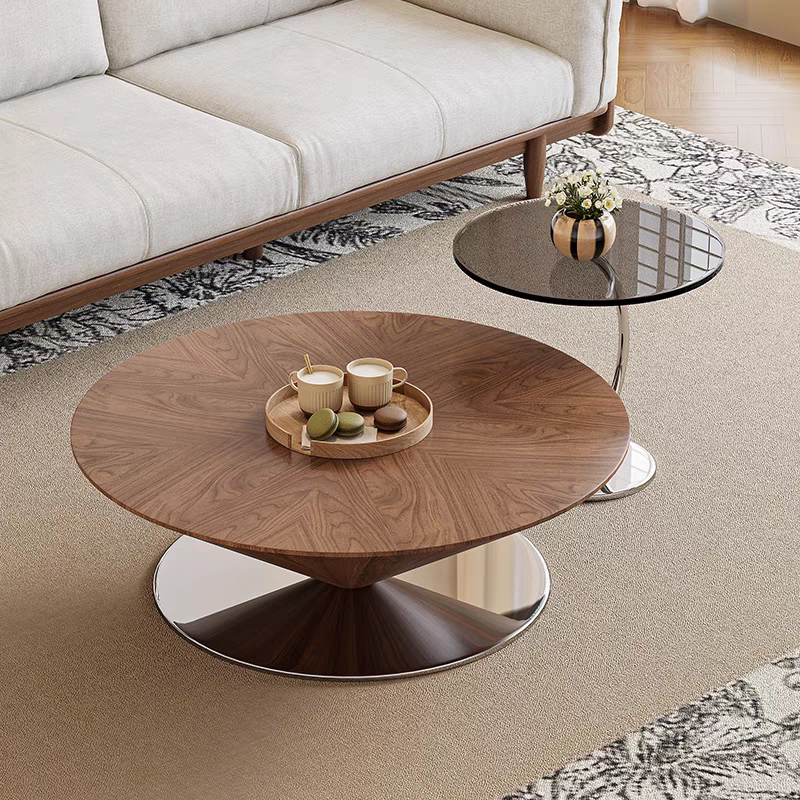 意式轻奢现代极简简约飞碟圆形茶几组合设计师客厅家用小户型创意