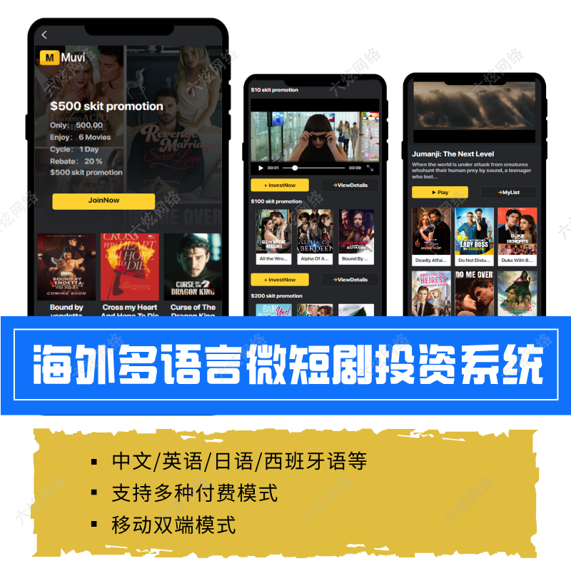 海外多语言微短剧投资系统支持多国语言多种付费模式移动双端模式