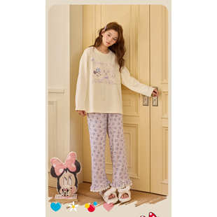 Disney/迪士尼秋冬圆领长袖长裤印花成人舒适外穿宽松家居服0203