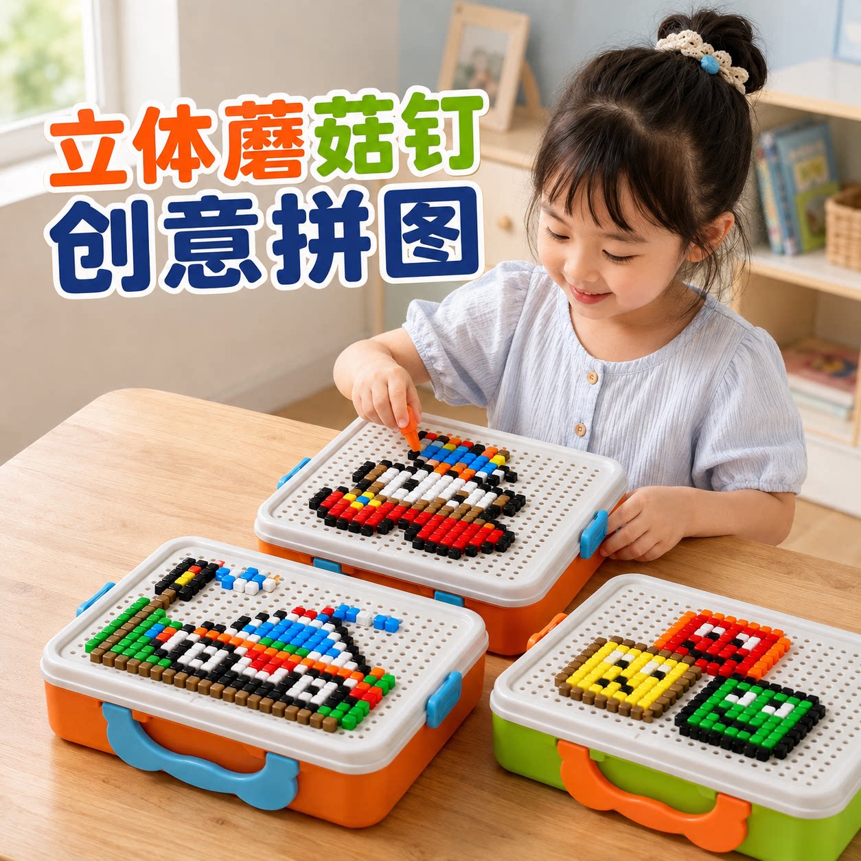 儿童蘑菇钉拼图｜480粒畅快拼