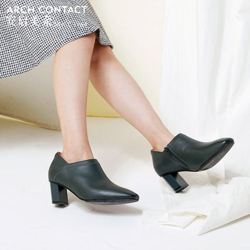 ARCH CONTACT安启美奈高跟鞋女秋季百搭通勤头层牛皮单鞋足弓
