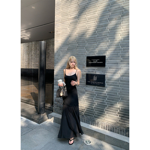 ski by Tannin赤兔浓淡皆宜】高弹针织雪纺拼接吊带修身连衣裙夏