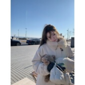 Tannin赤兔 ski 盐系莱赛尔羊羔毛宽松显瘦牛角扣保暖外套女冬