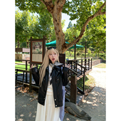 Tannin赤兔 ski rose腔调复古翻领廓形宽松显瘦夹克pu皮衣外套