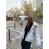 ski byTannin赤兔海盐拿铁90白鹅绒宽松真狐狸毛领短款 羽绒服女冬