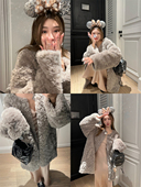 现货 ski Tannin美泡泡 卷毛仿皮草外套女冬加厚立领大衣