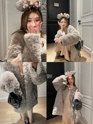 skibyTannin卷毛仿皮草外套