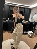 百搭高腰抽绳裤 ski 女 original碎花 纯色户外运动裤 Tannin