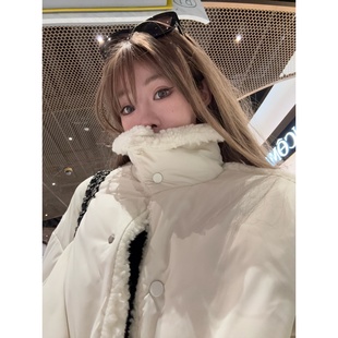 ski byTannin赤兔雪绒奶油卷 高密羊羔毛拼接90白鸭绒羽绒服女冬